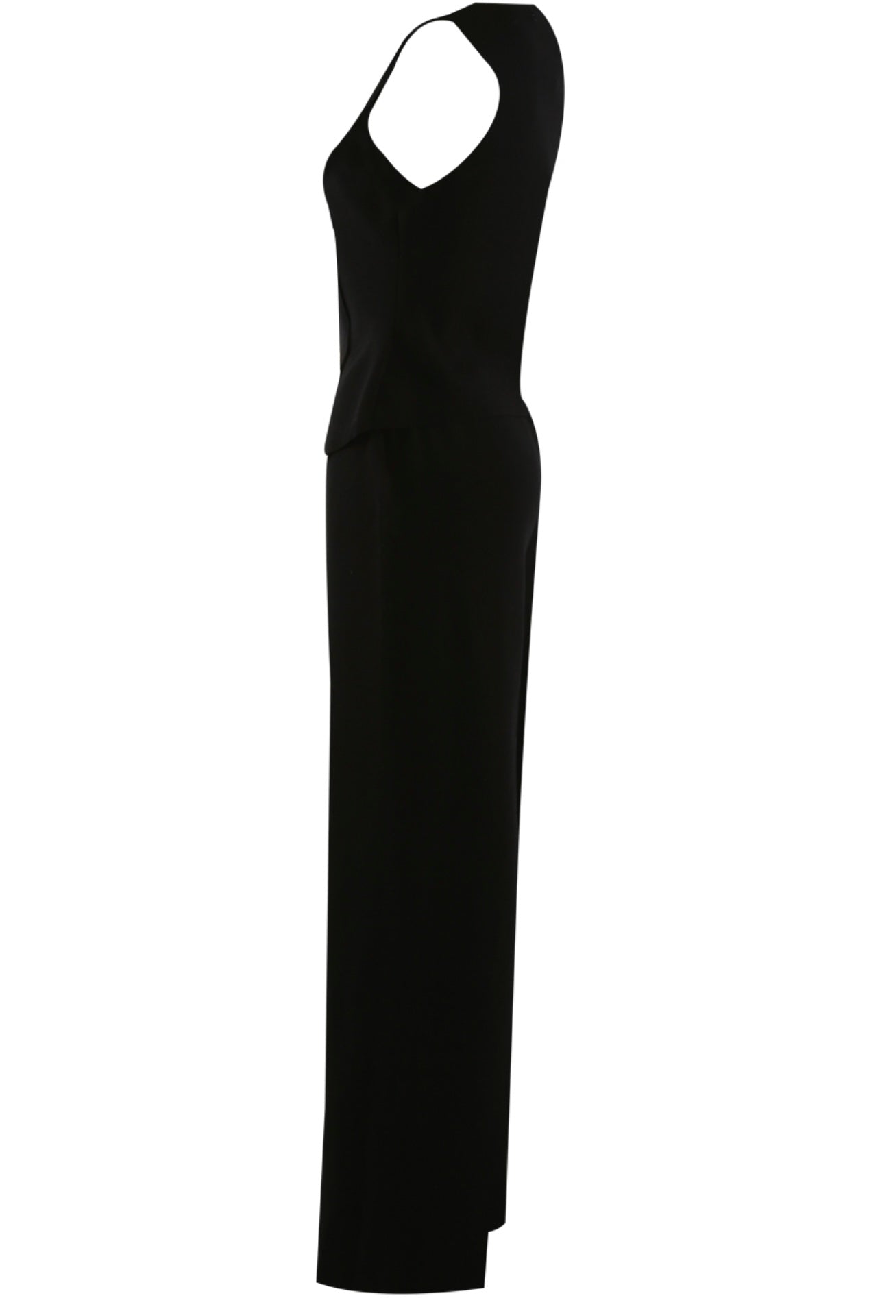 Black Fine Knit Button Waistcoat And Wide Leg Trouser set
