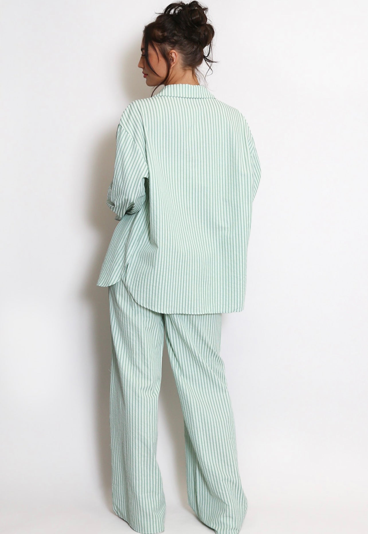 Green Cheesecloth Striped Blouse