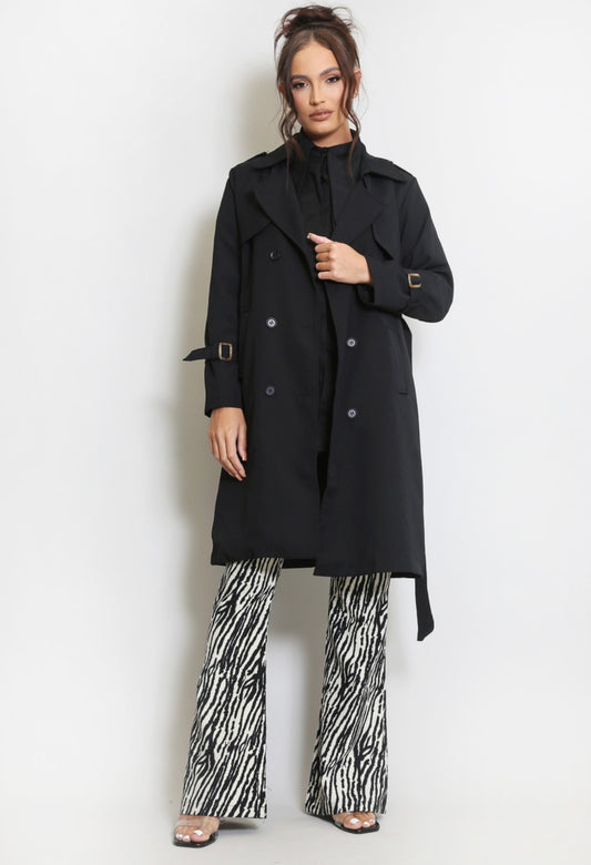 Black Belted Trench Coat