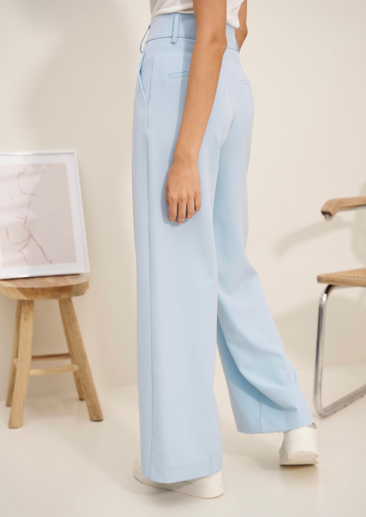 Blue Tailored Wide Flare Trousers