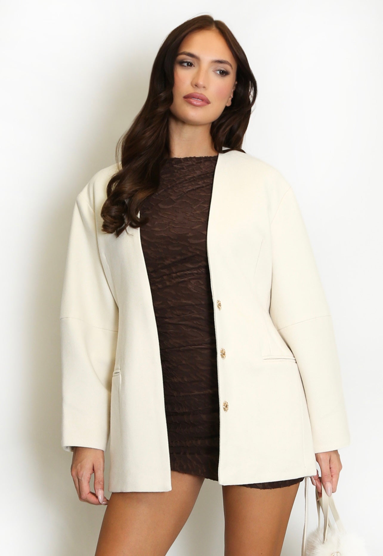 Beige Belted Duster Jacket