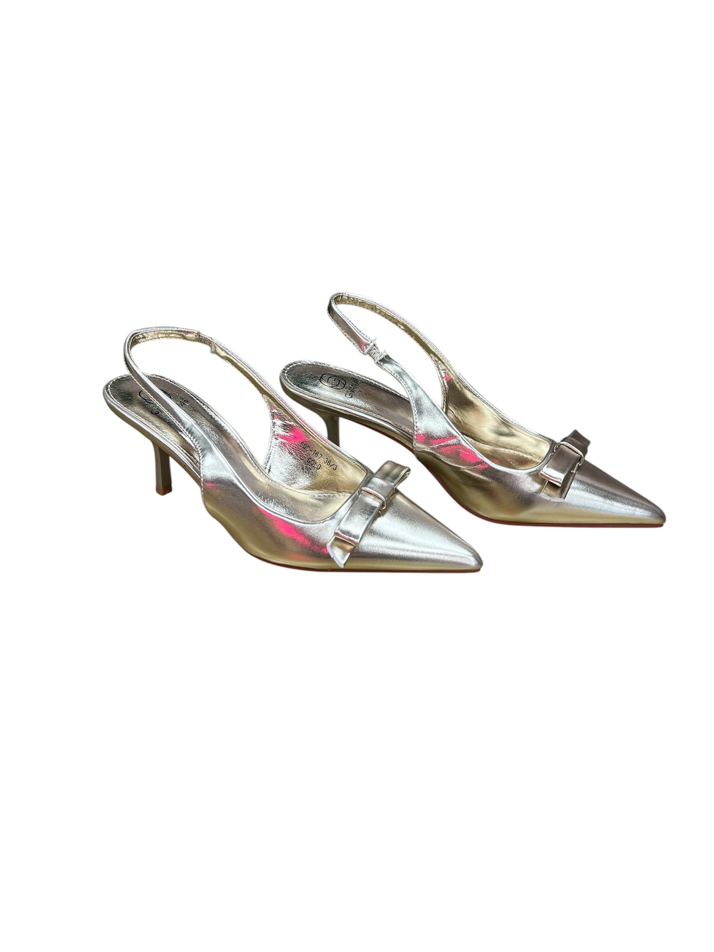 Gold Bow Detail Pointed Heel