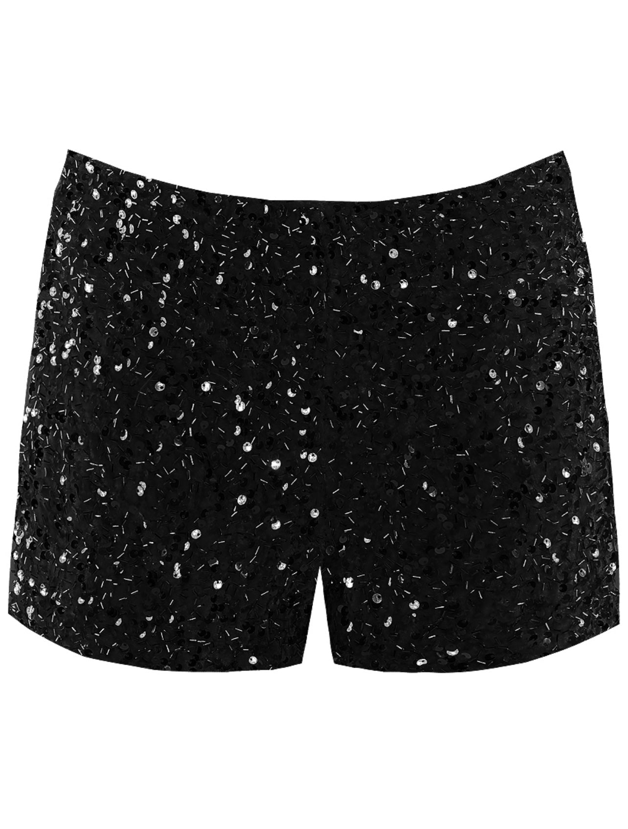Black Mixed Sequin Shorts