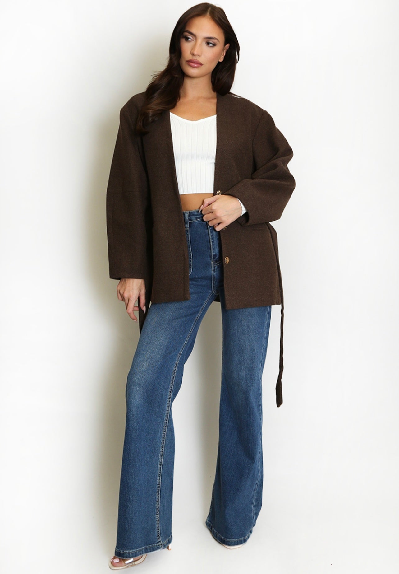 Brown Belted Duster Jacket