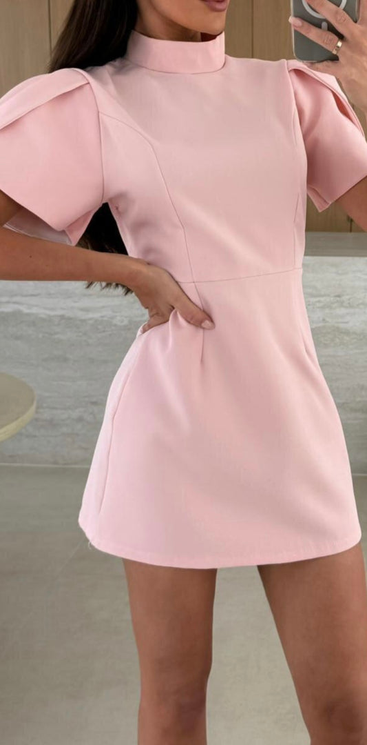 Pink Cut Out Bow Back Tailored Mini Dress