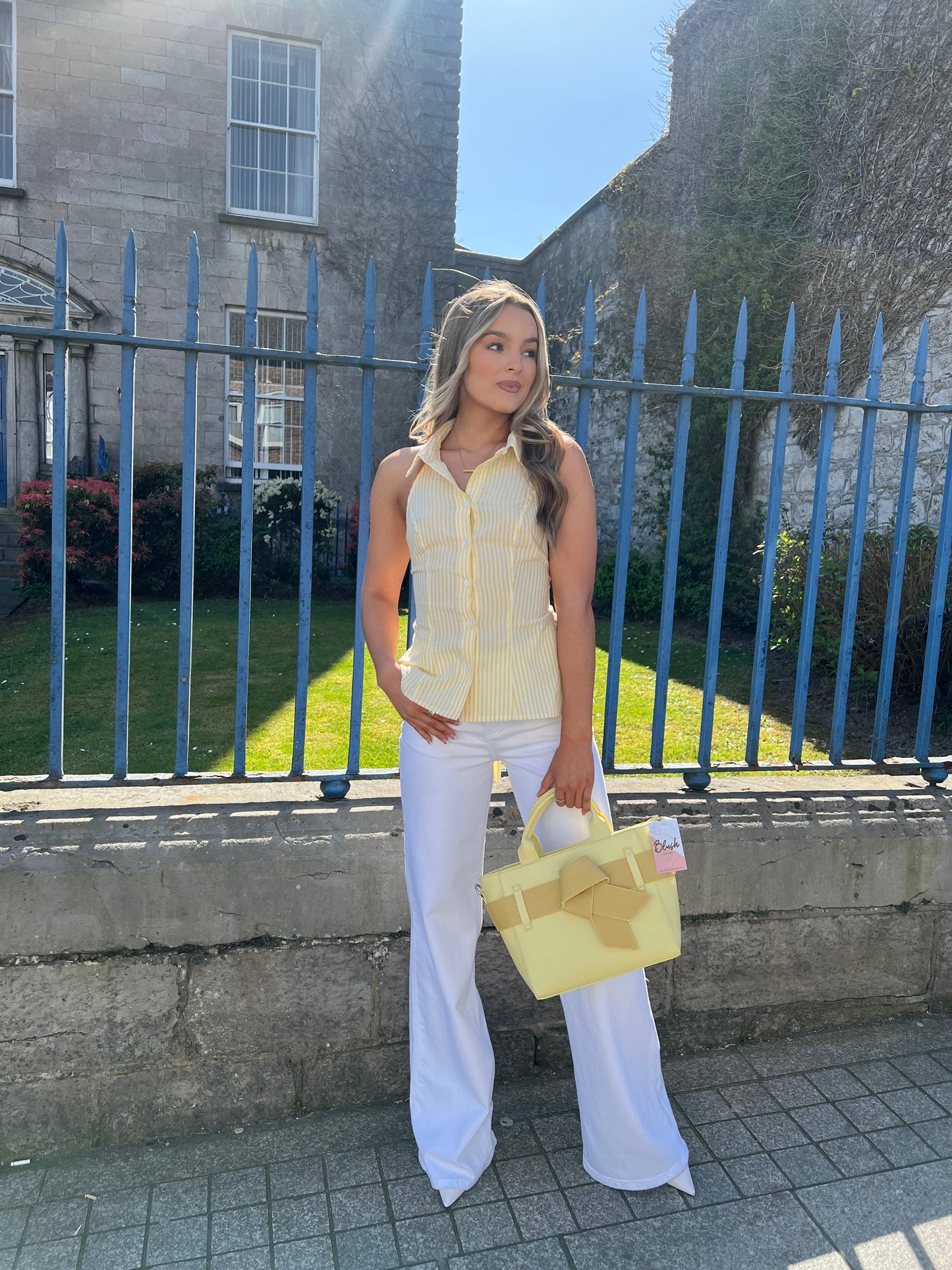 Lemon Stripe Halterneck Shirt