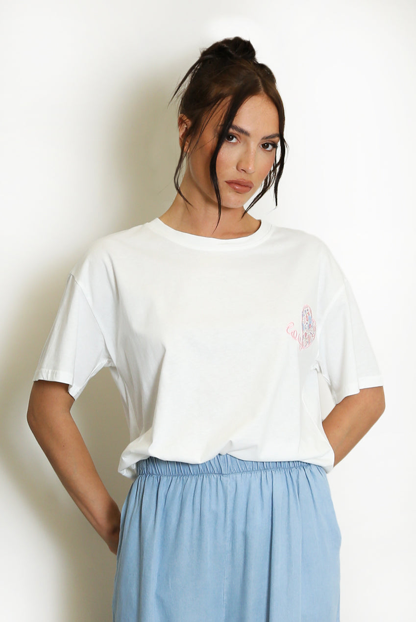 Pink Love Heart Motif T-Shirt