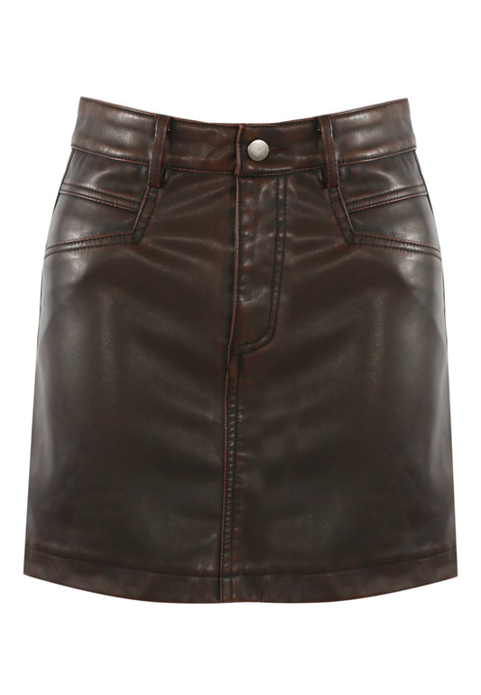 Brown A-Line Mini Skirt