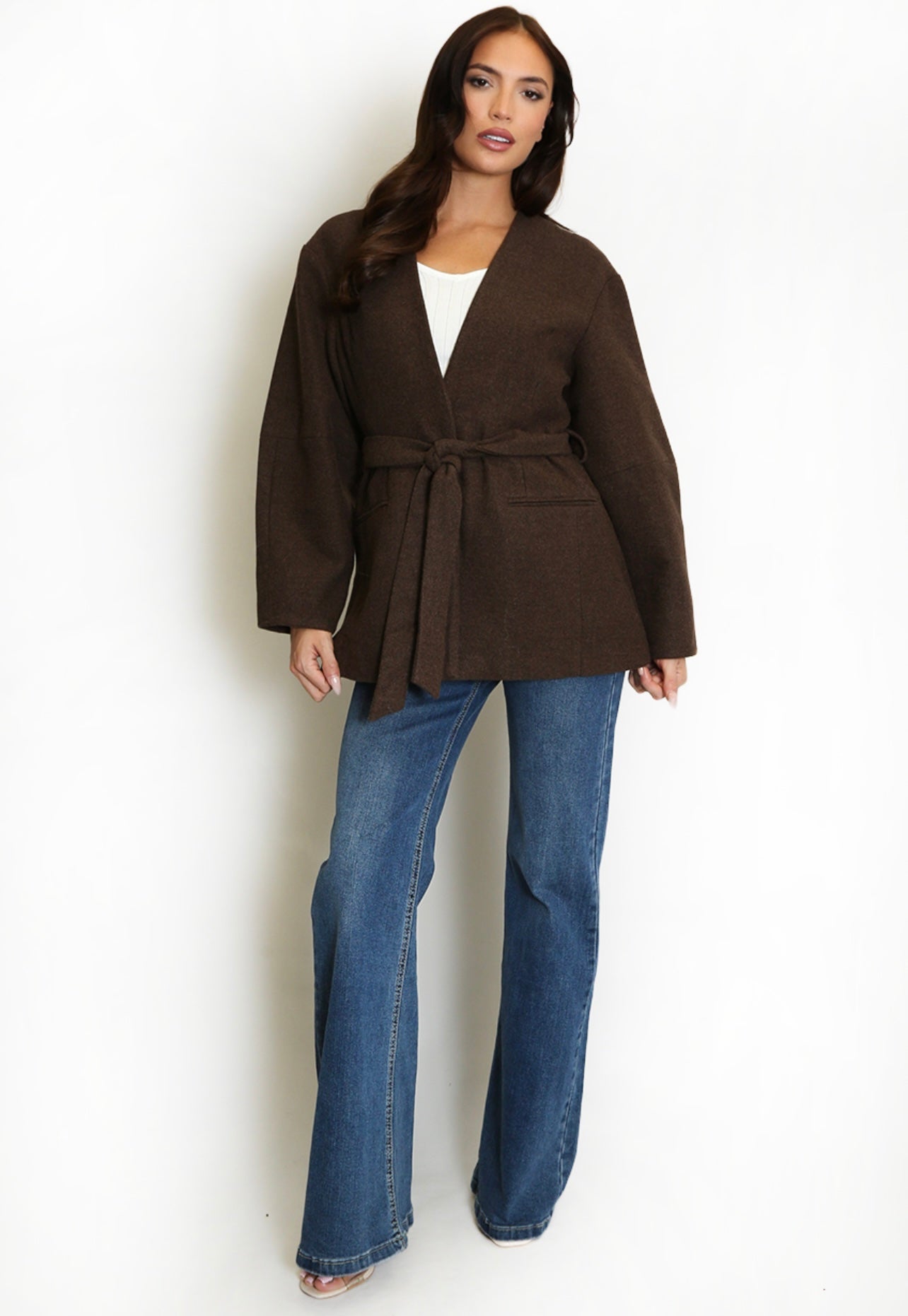 Brown Belted Duster Jacket