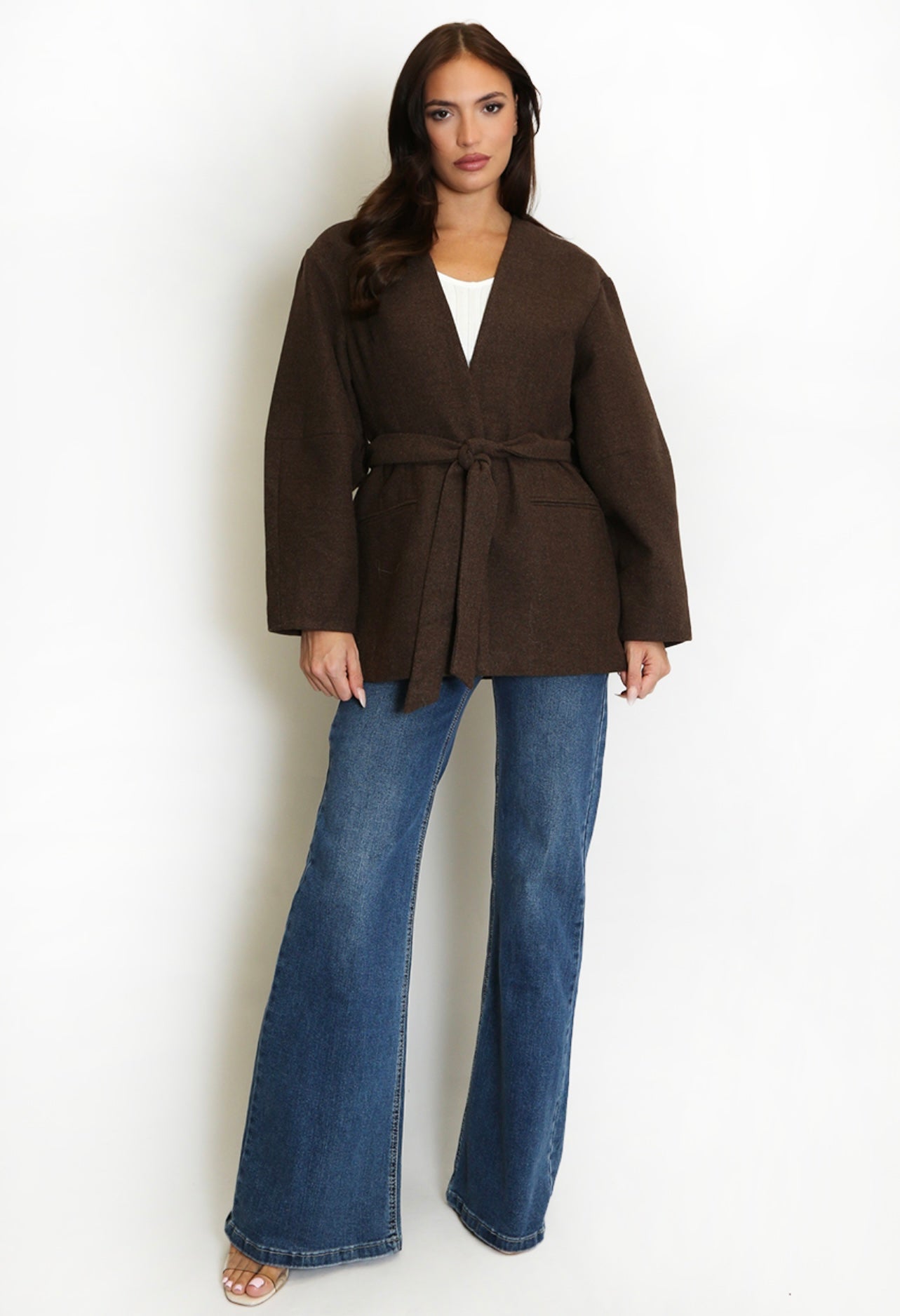 Brown Belted Duster Jacket