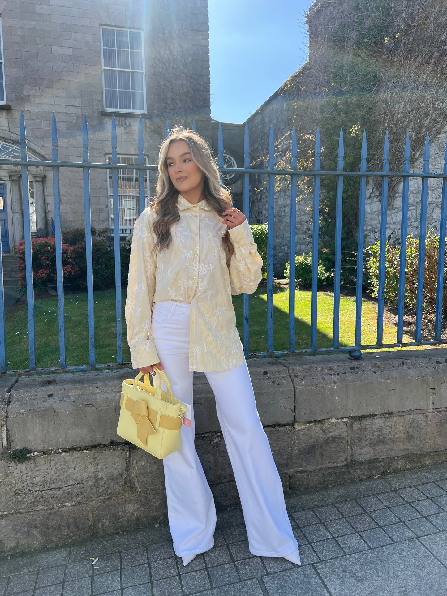 Lemon Floral Embroidered Shirt