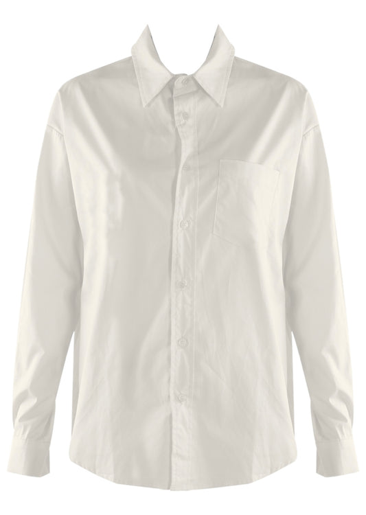 White Poplin Single Pocket Shirt