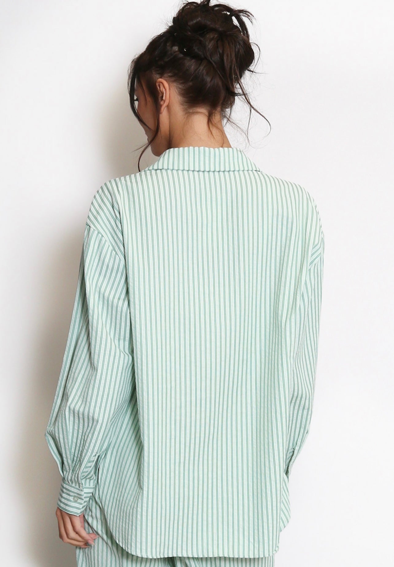 Green Cheesecloth Striped Blouse