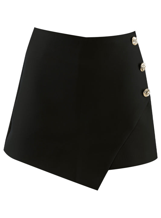 Black Wrap Look Tailored Skort