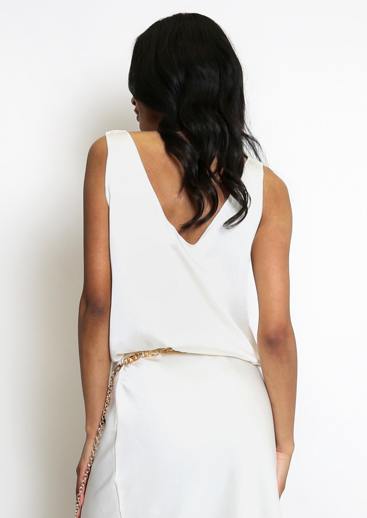 White Satin Vest Top