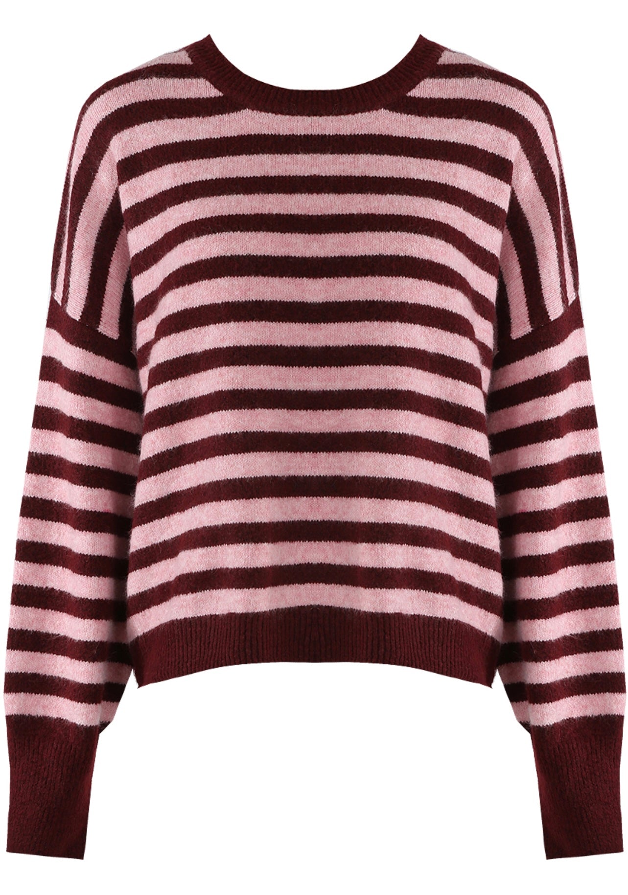 Burgundy Striped Wool Jumper