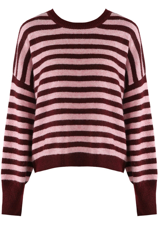Burgundy Striped Wool Jumper