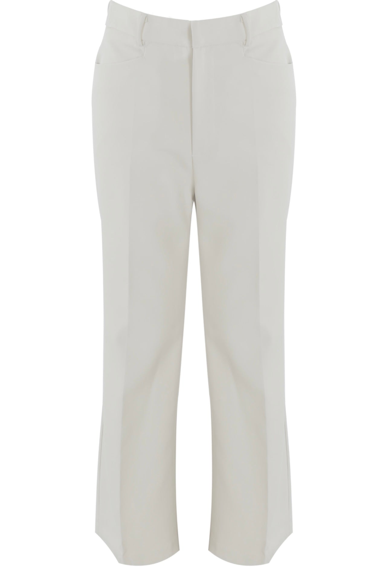 White Cropped Wide Leg Trousers