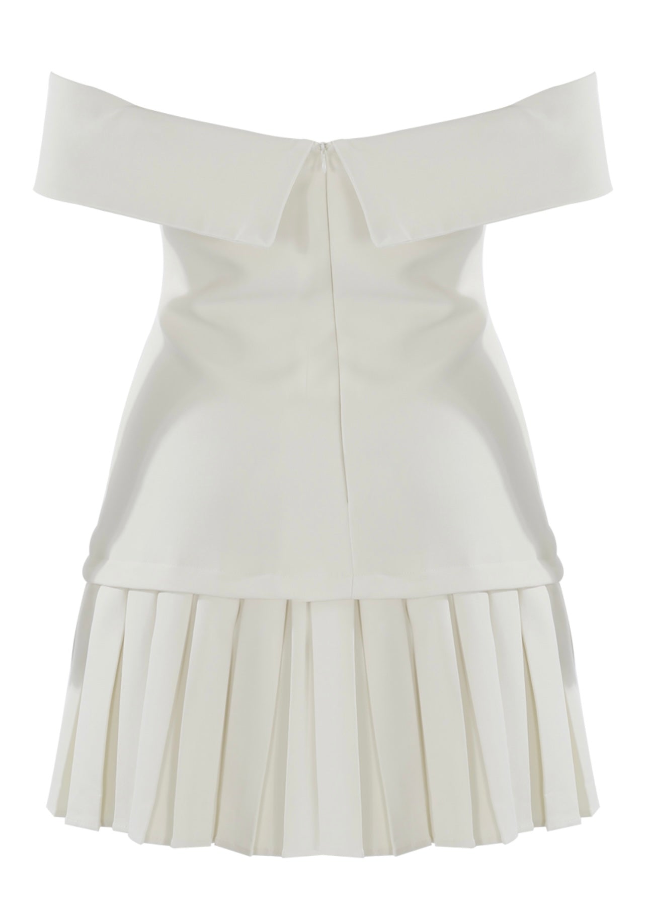 White Luxe Tailored Bardot Button Front Mini Dress