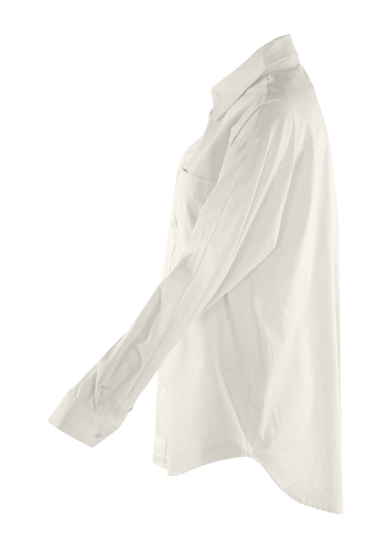 White Poplin Single Pocket Shirt