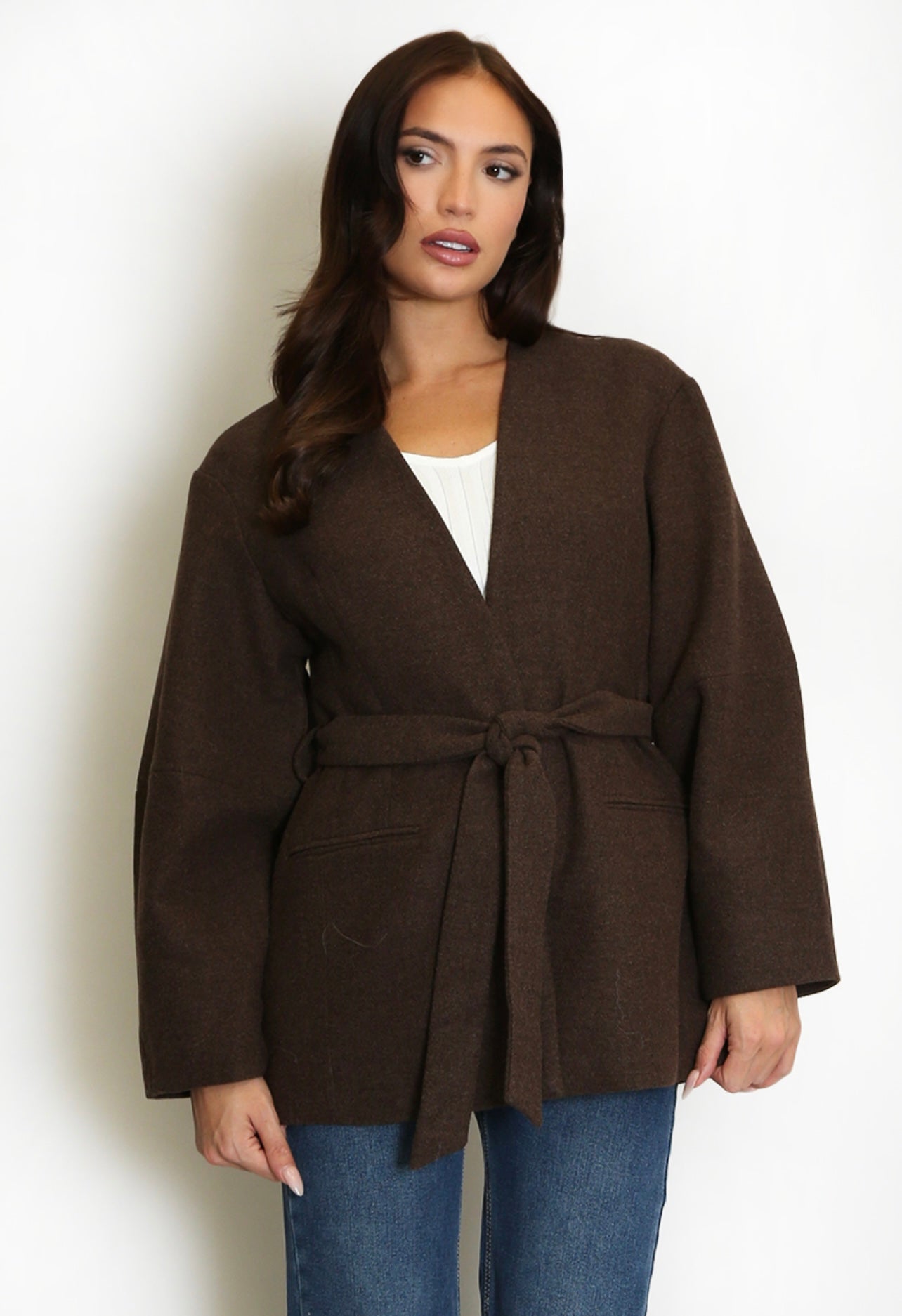 Brown Belted Duster Jacket