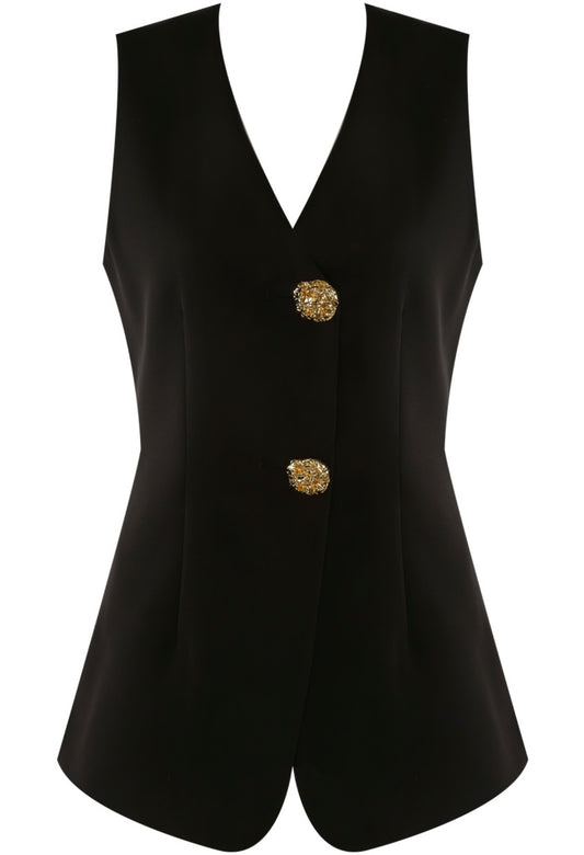 Black Two Button Tailored Waistcoat