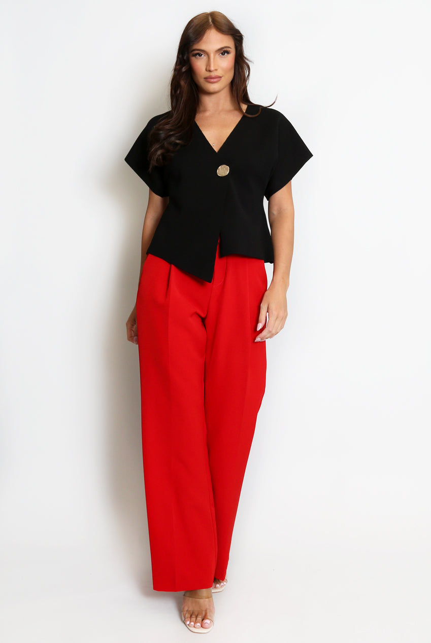 Black Fine Knit Asymmetric Cardigan