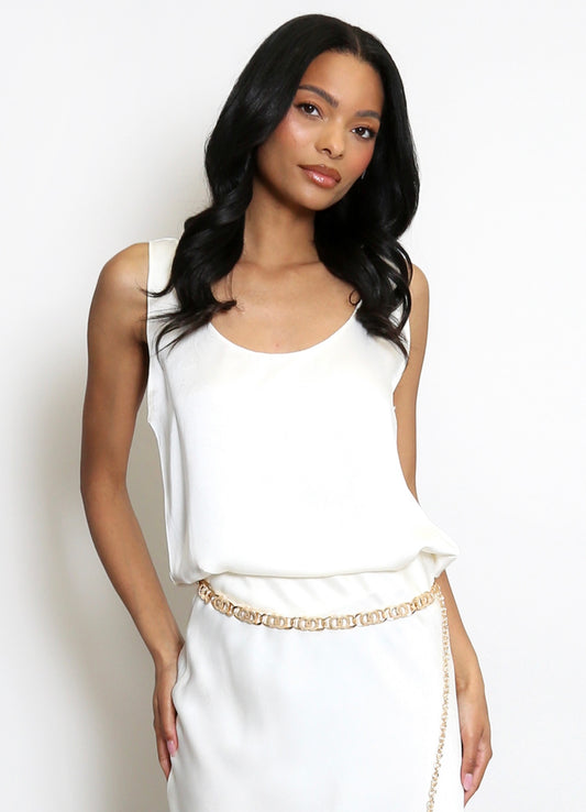 White Satin Vest Top