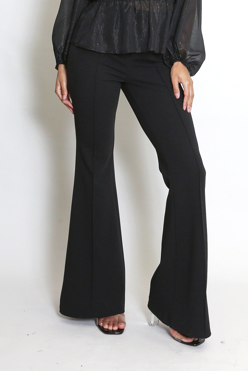 Black Seam Front Flare Trouser