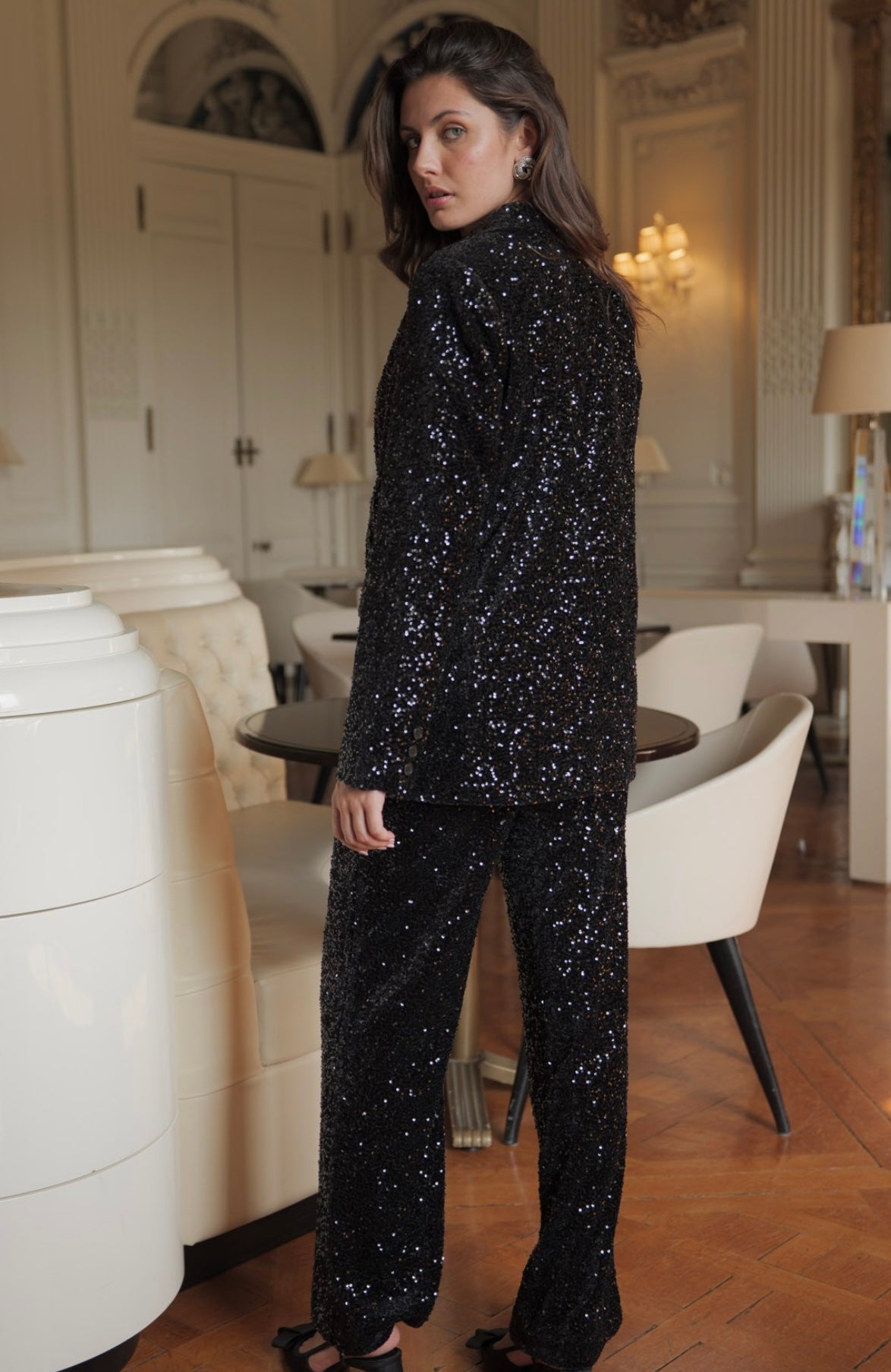 Black Sequin Tailored Blazer