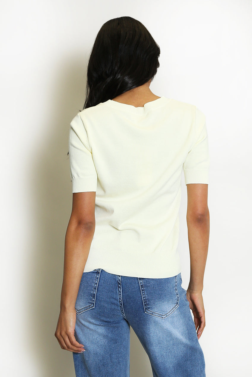 Lemon H Motif Cuffed Hem Knit Jumper