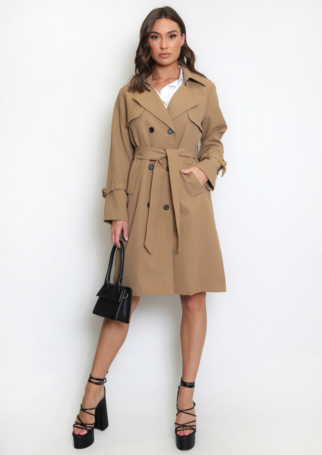 Camel Belted Trench Coata
