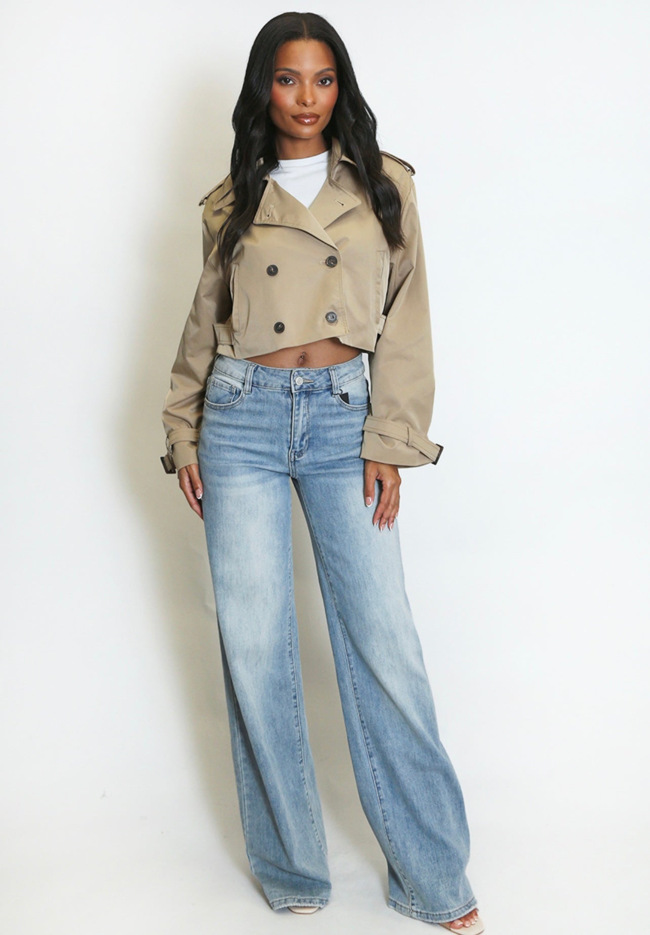 Taupe Short Boxy Trench Coat