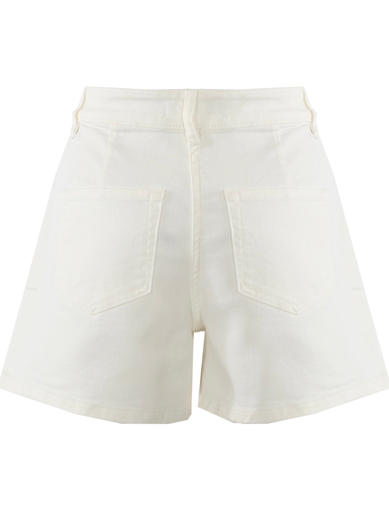 White One Button Wrap Front Denim Skort