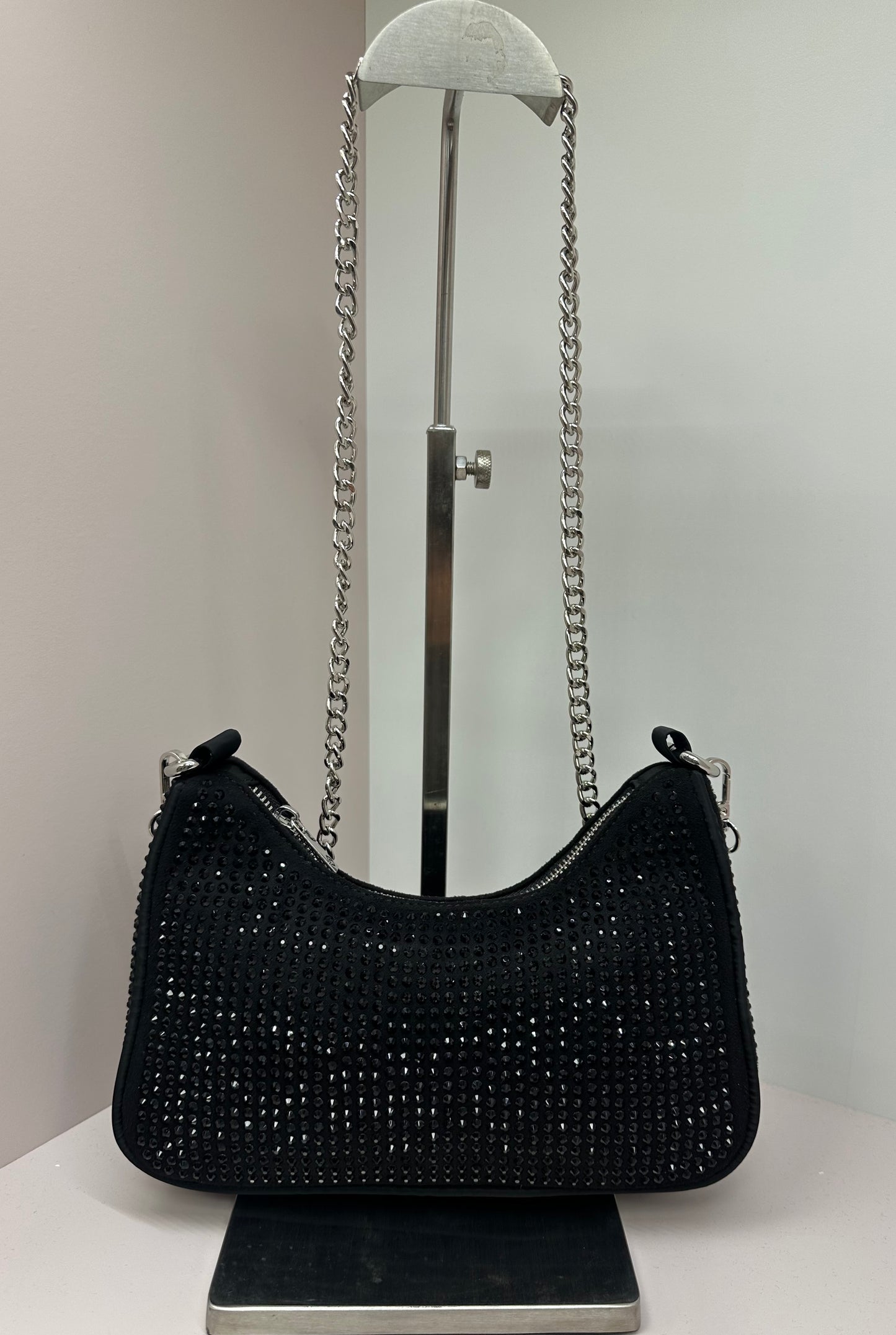 Black Crystal Chain Shoulder Bag