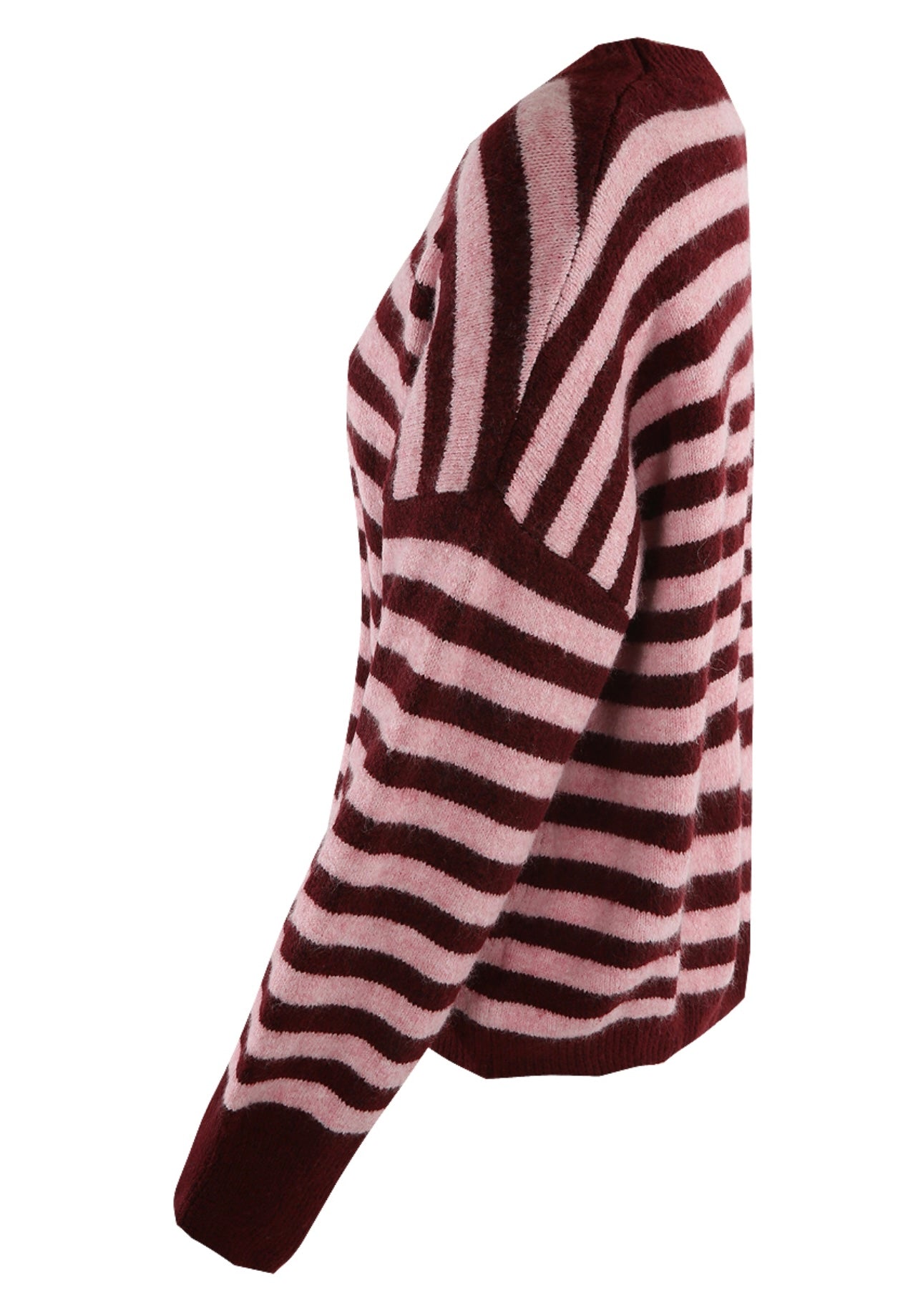 Burgundy Striped Wool Jumper