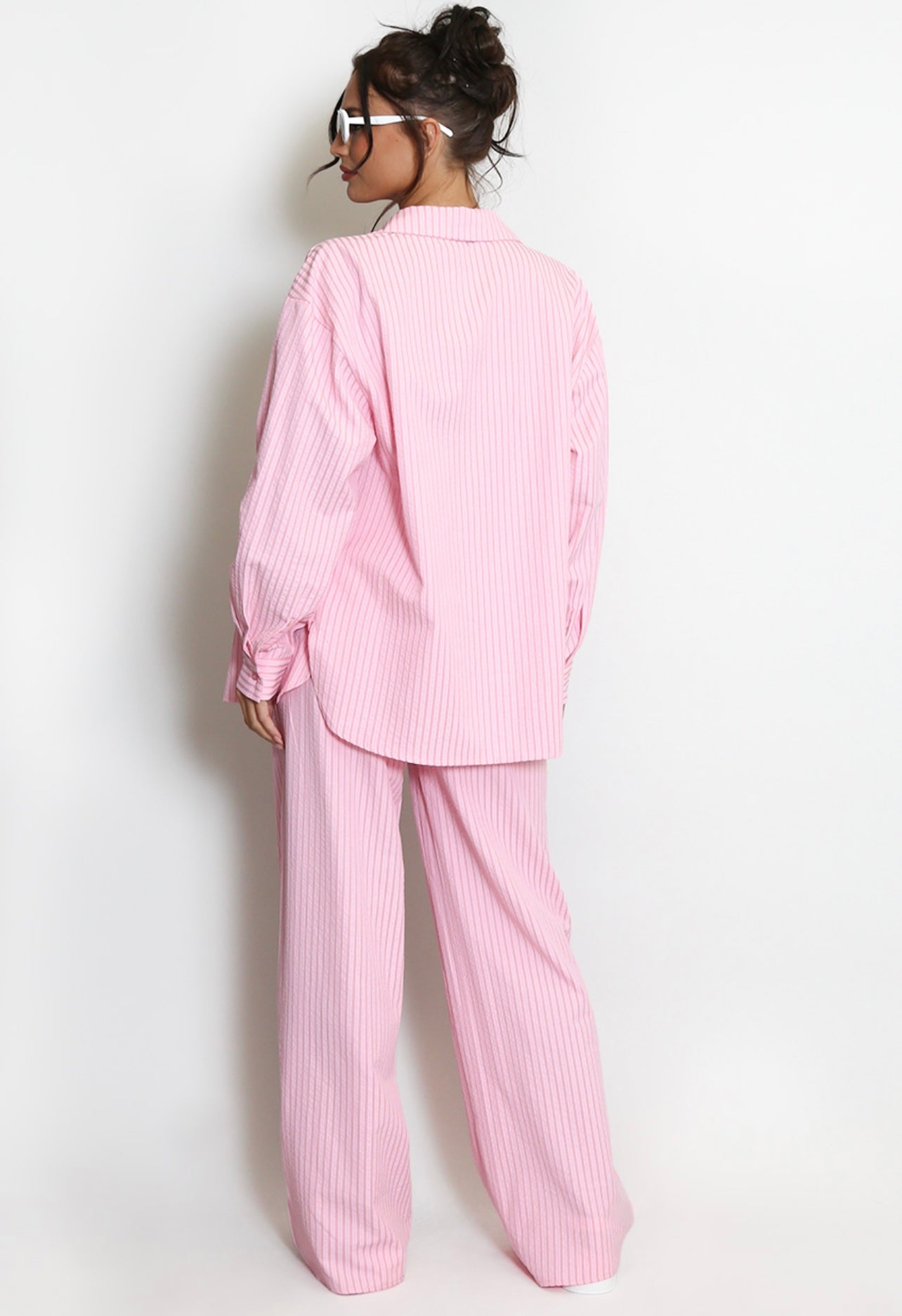 Pink Cheesecloth Striped Blouse