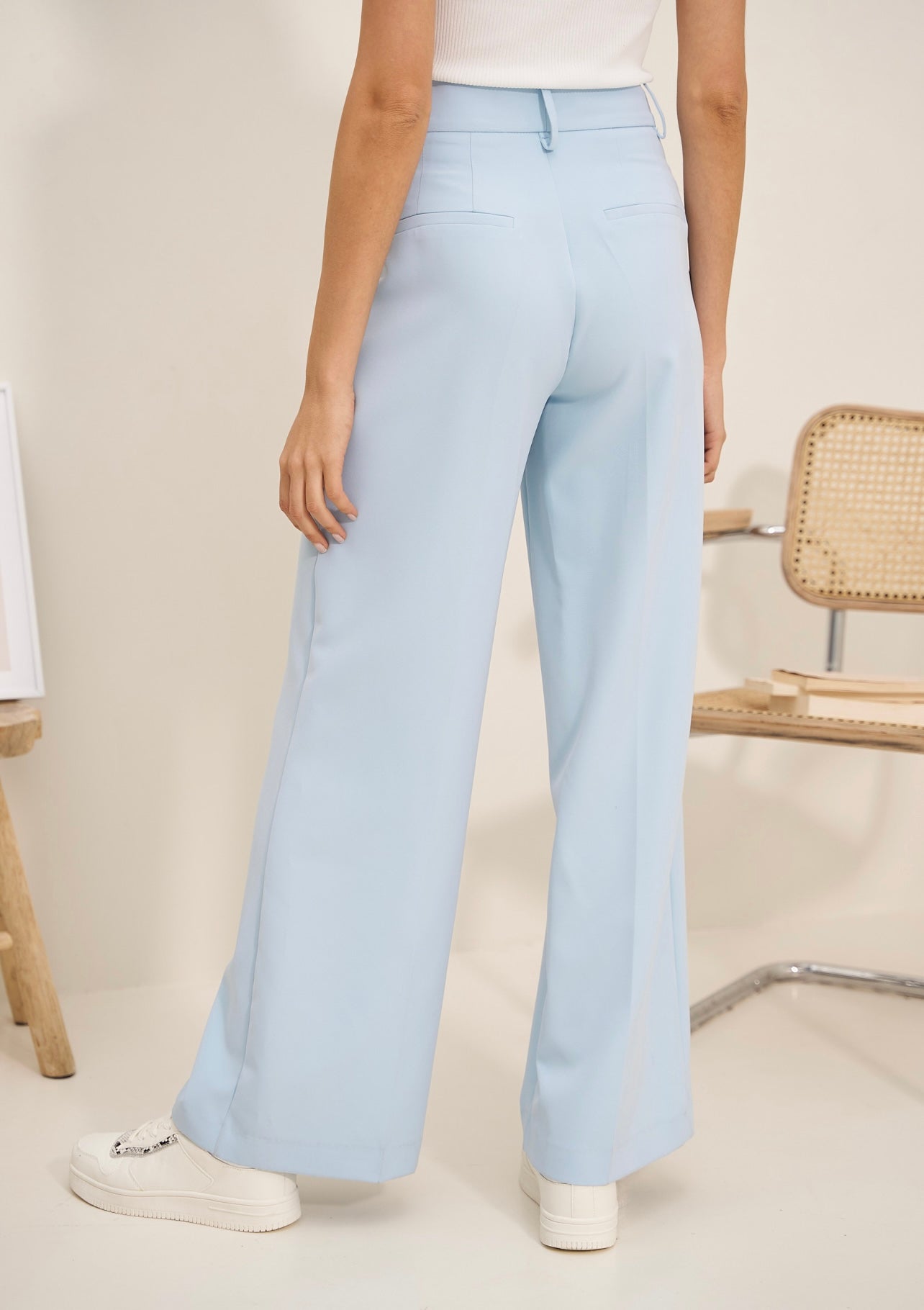 Blue Tailored Wide Flare Trousers