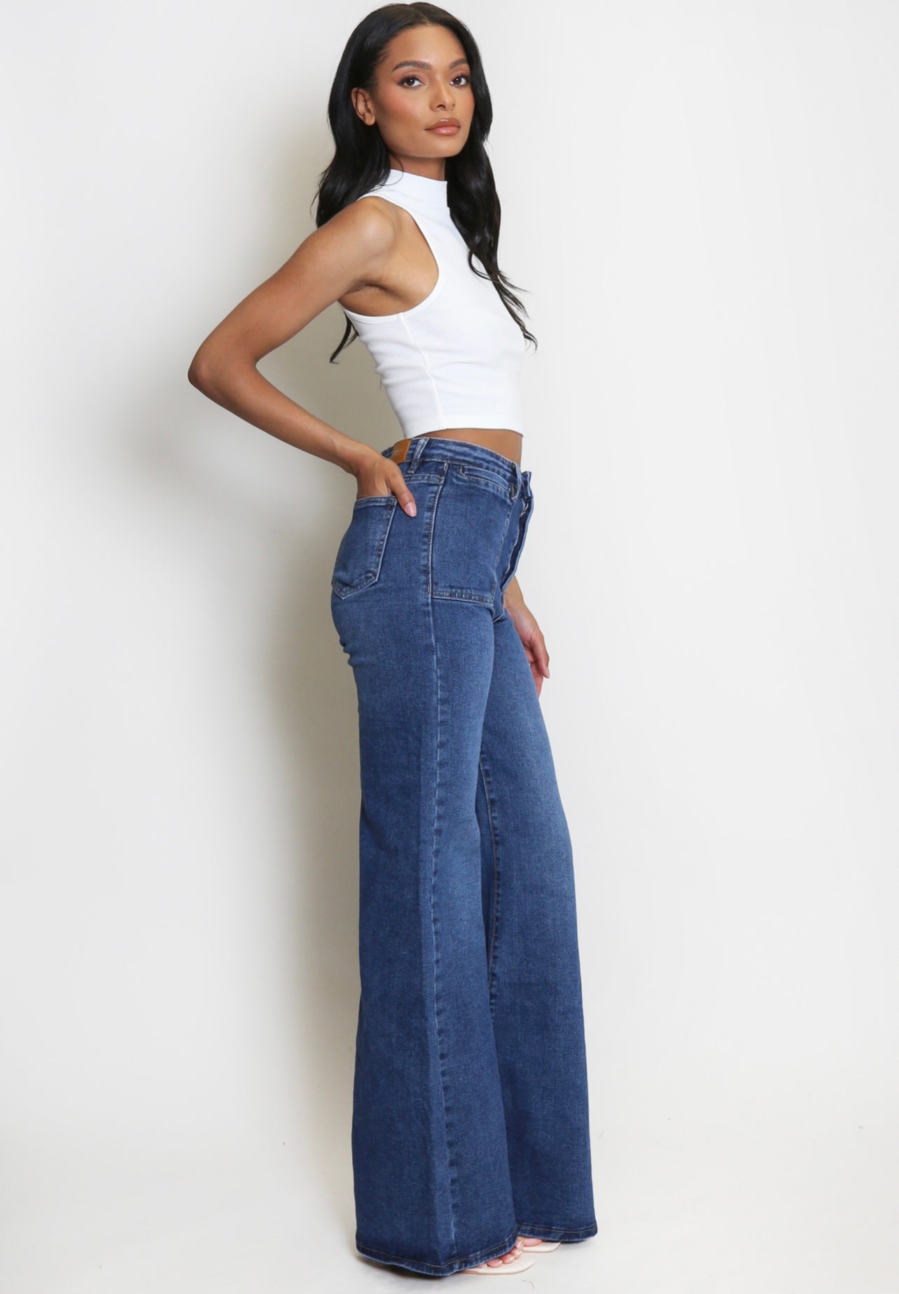 Blue High Waist Flare Jeans