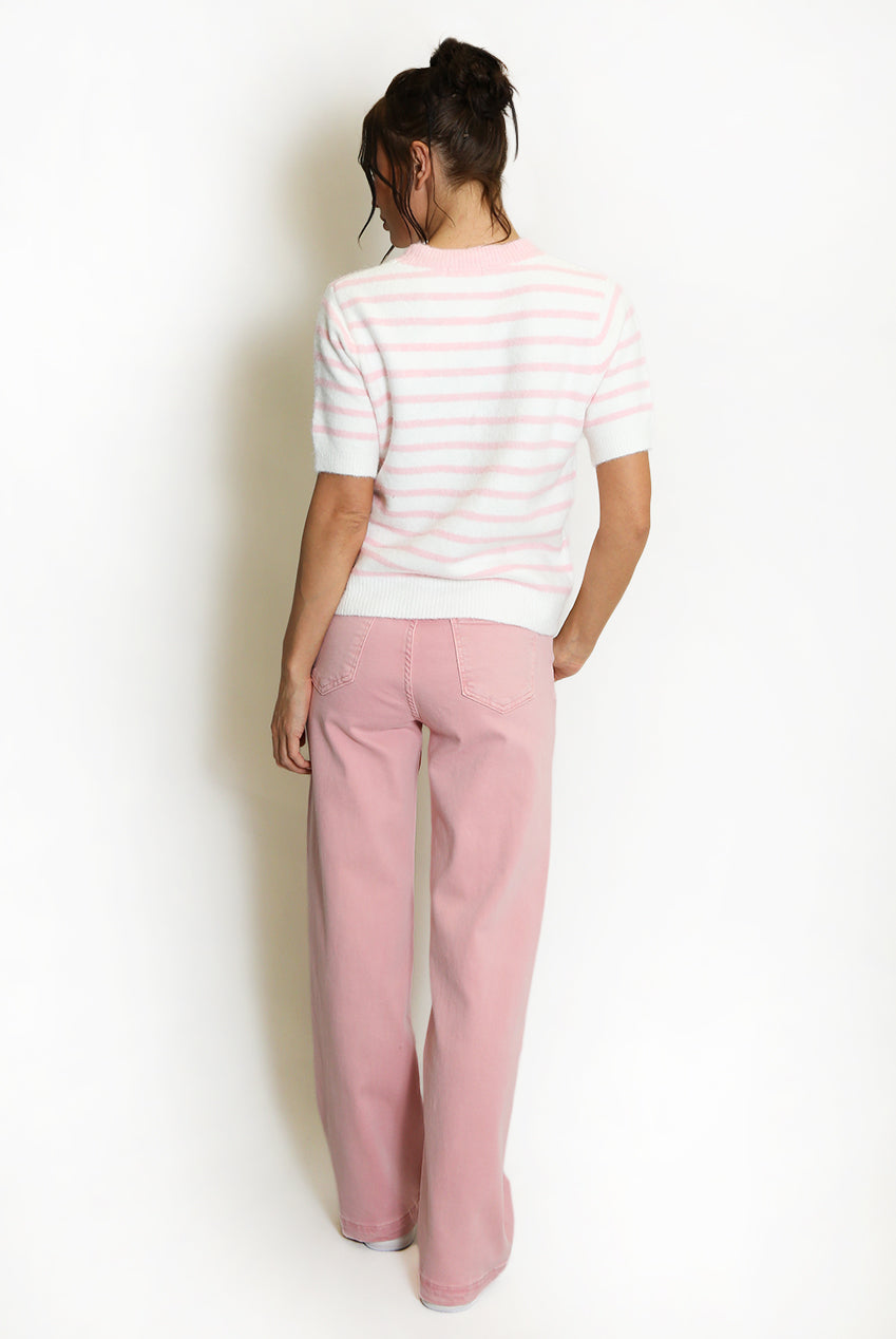 Pink H Motif Striped TShirt