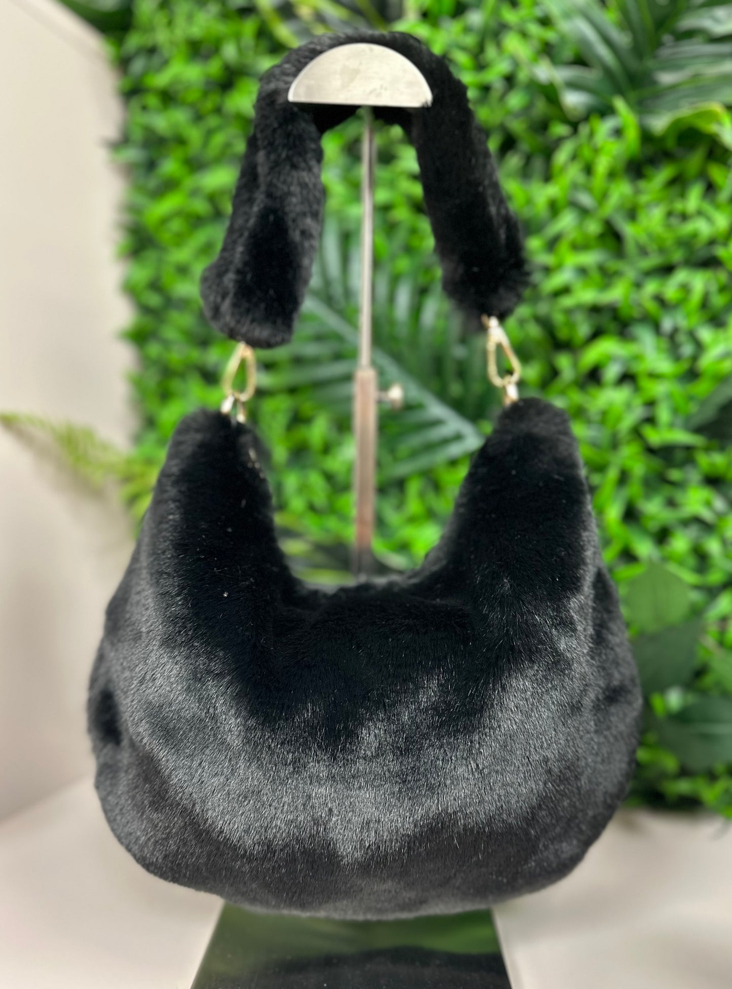 Black Faux Fur Shoulder Bag