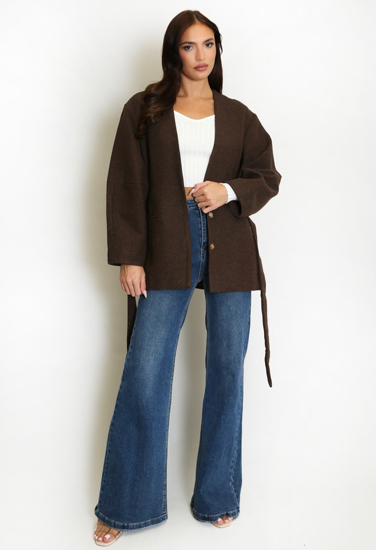 Brown Belted Duster Jacket