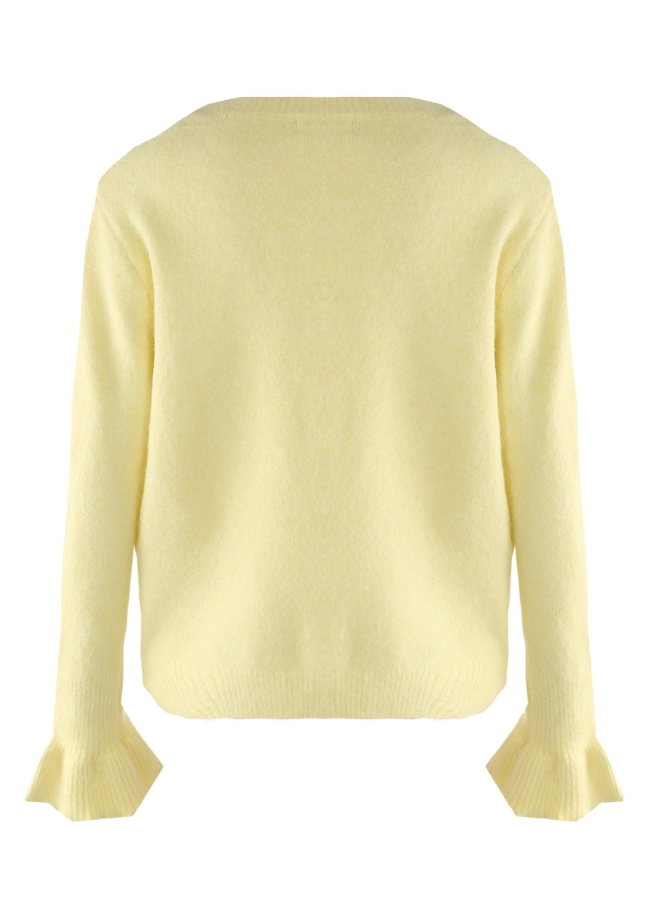 Lemon Flute Cuffs Pearls Button Cardigan