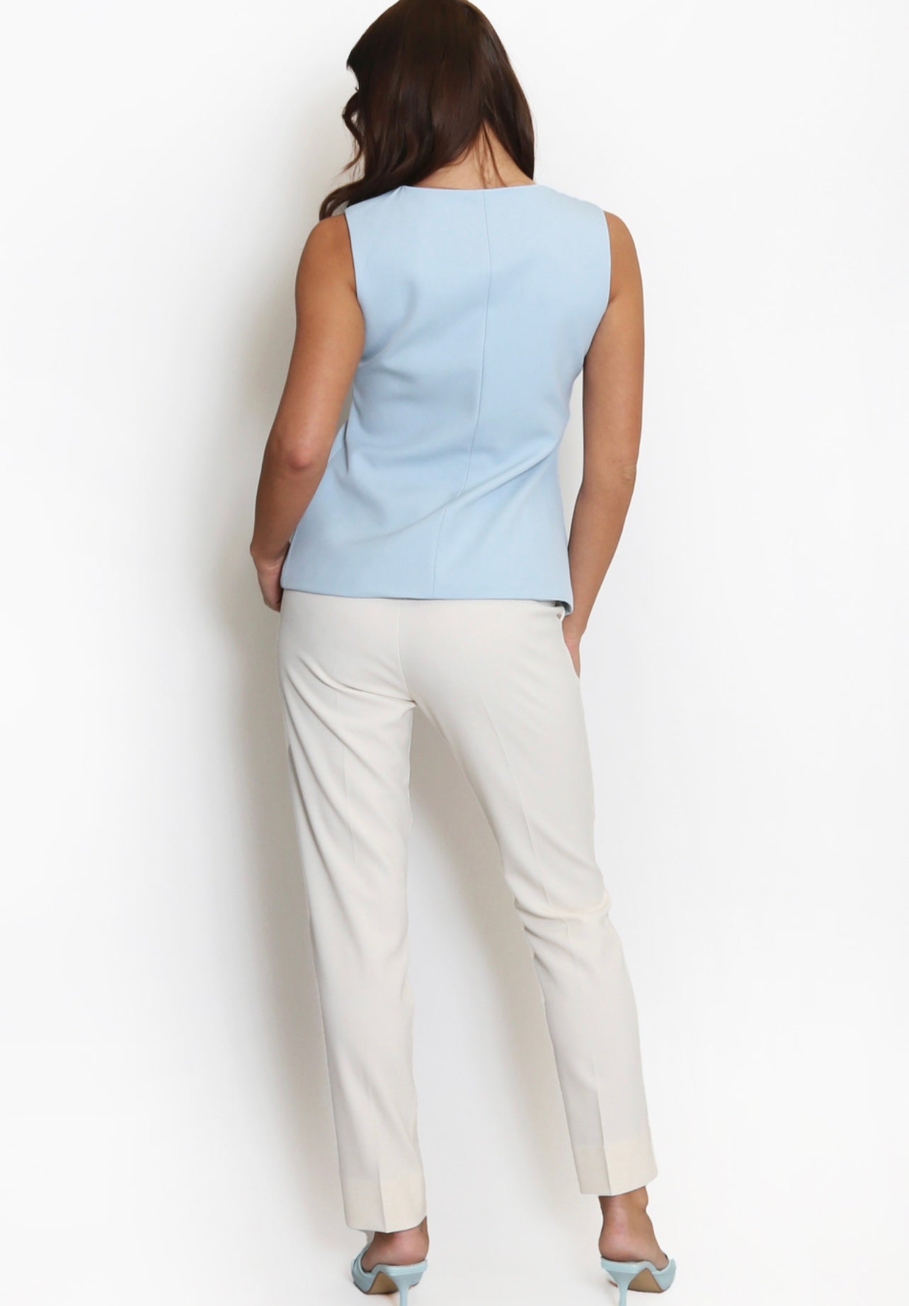 Blue Tailored Button Front Waist Coat