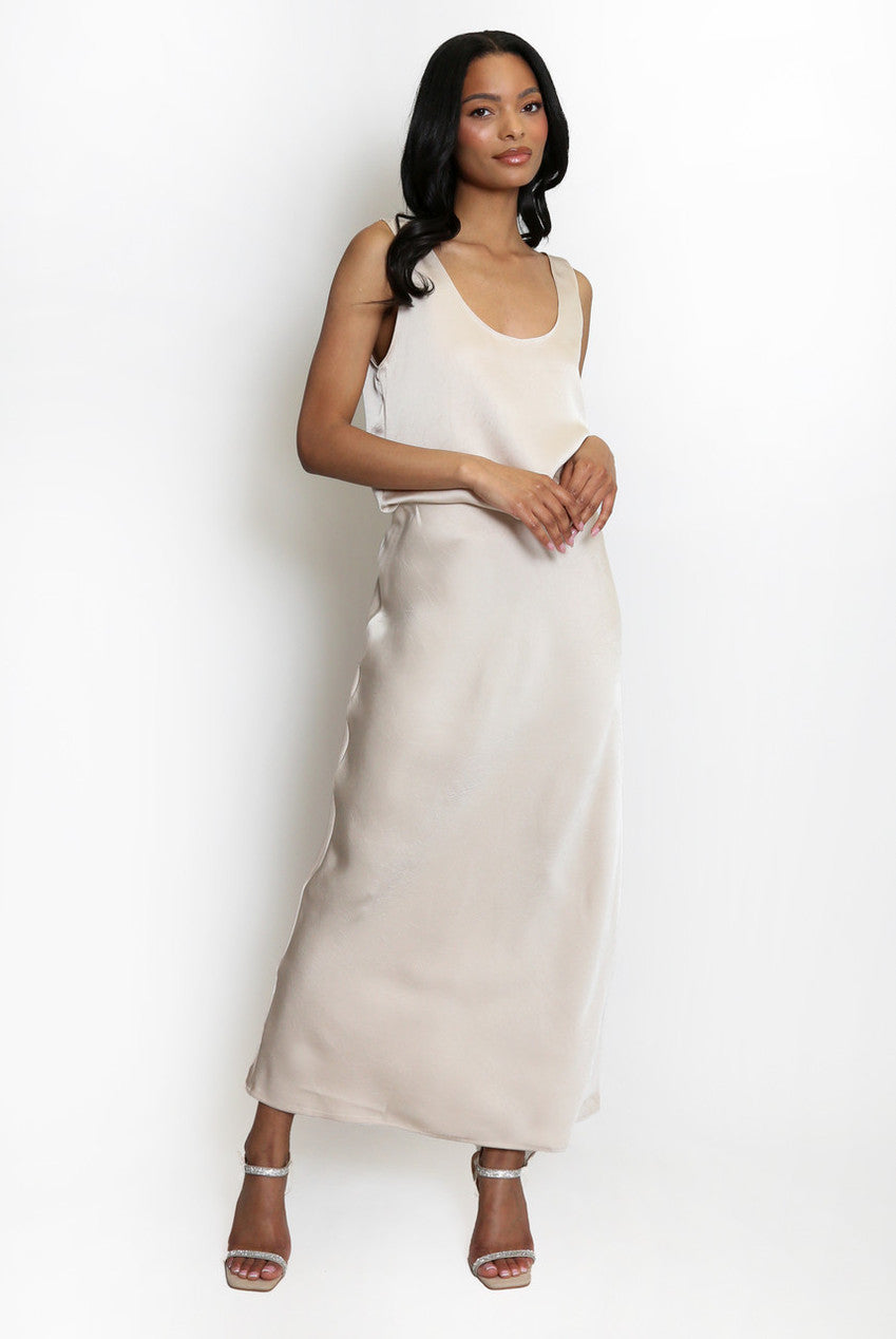 Cream Satin Maxi Skirt