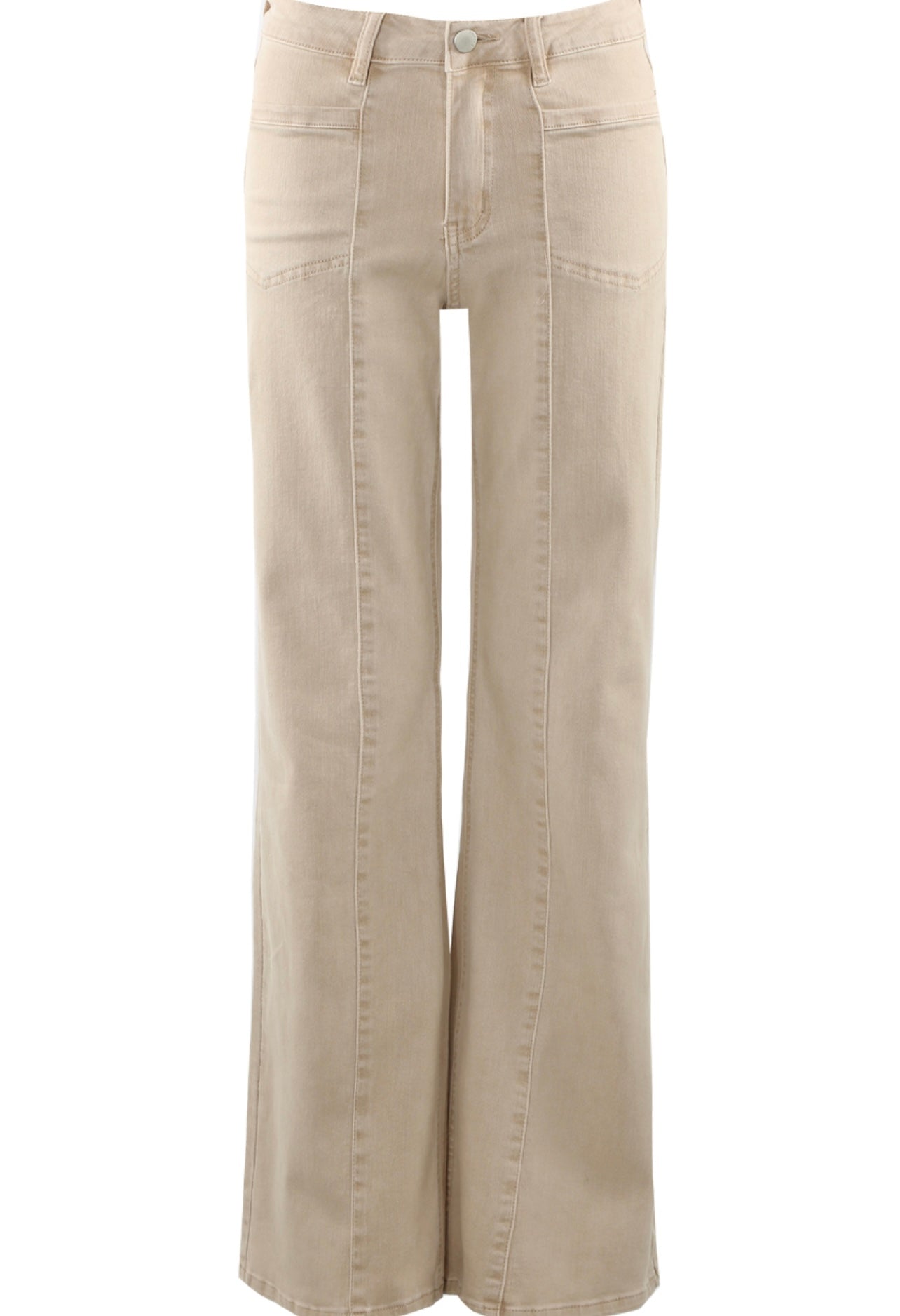 Beige High Waist Wide Leg Jeans
