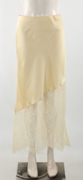 Lemon Asymmetric Lace Hem Satin Skirts
