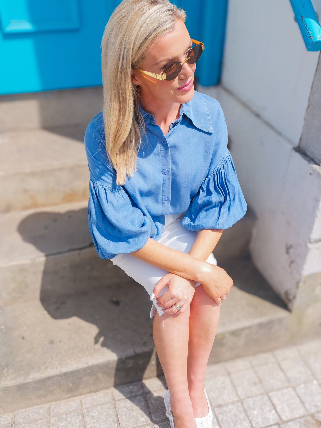 Blue Denim Look Blouse