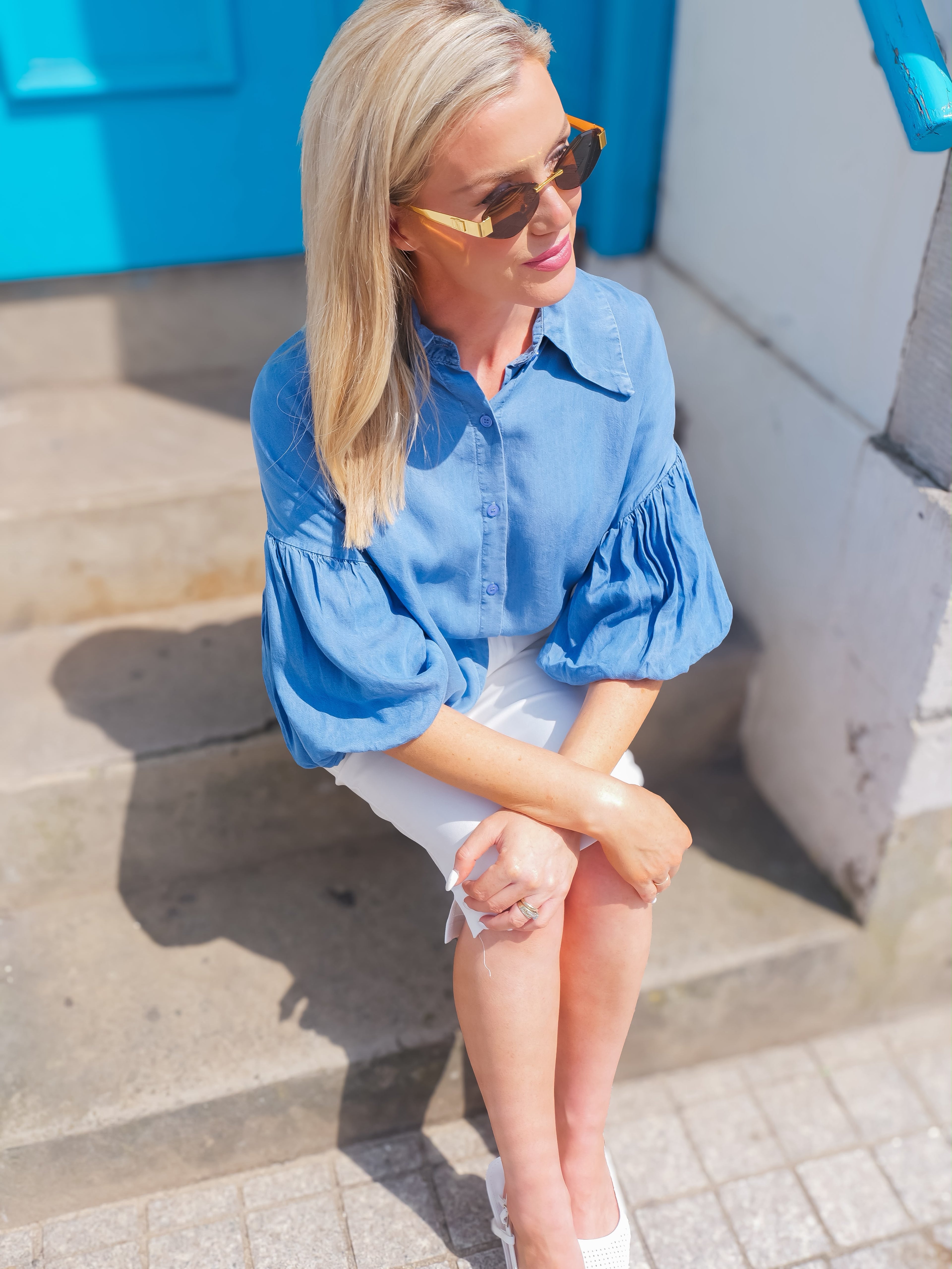 Blue Denim Look Blouse