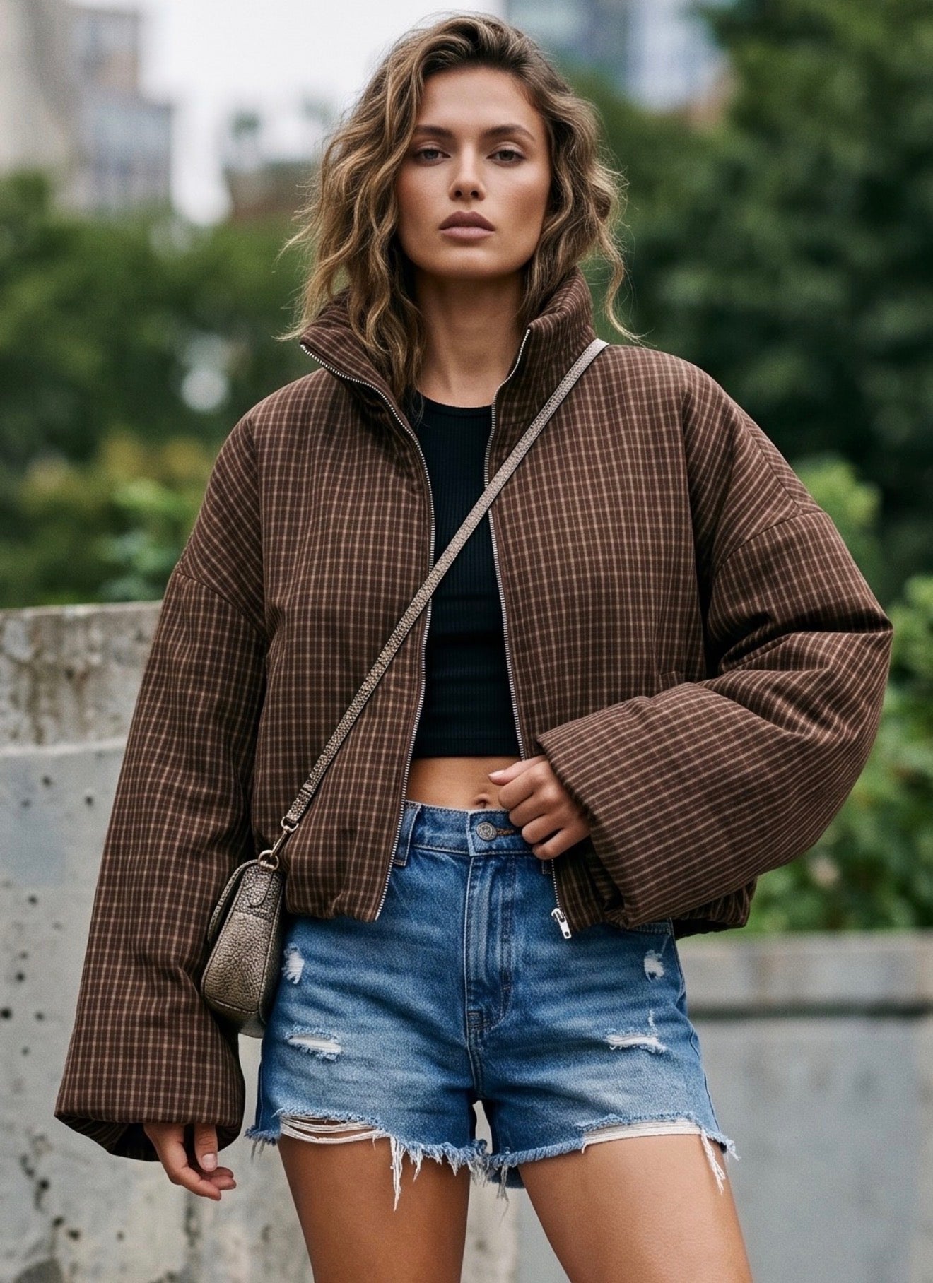 Brown Check Lightweight Jacket